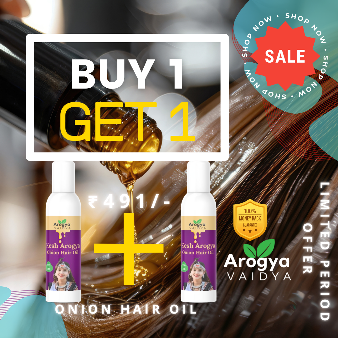 Arogya Vaidya Onion Hair Oil Buy1 Get1 Free| Enriched with Onion Oil & Fenugreek Extract | For Healthy Hair & Scalp Nourishment | 100 ML