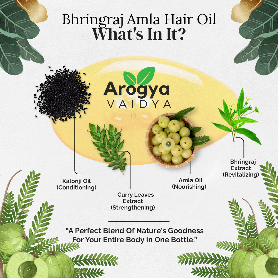 Arogya Vaidya Bhringraj Amla Hair Oil Buy1 Get1| Enriched with Amla Oil & Bhrigraj Extract | For Strong, Long & Thick Hair | 100 ML