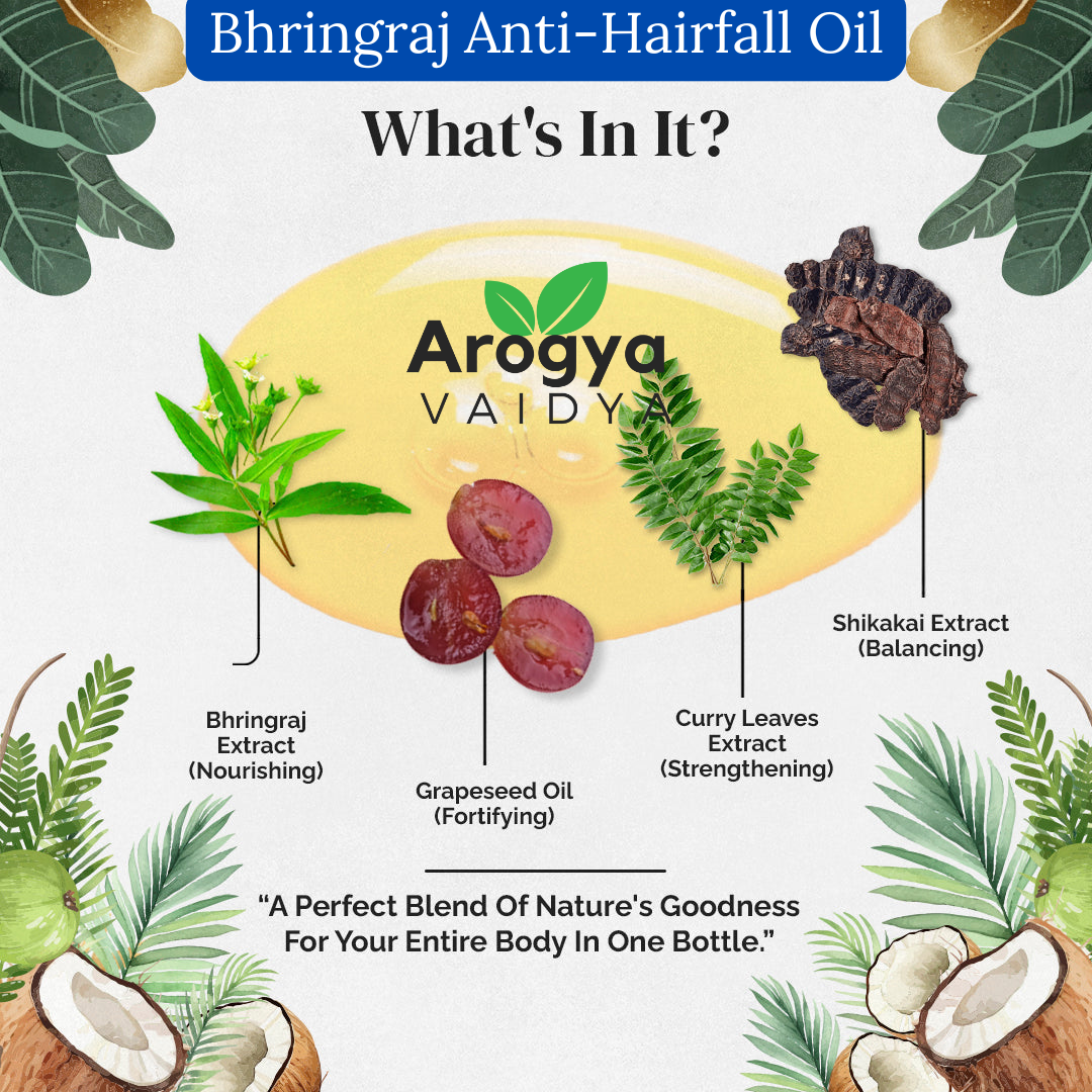 Arogya Vaidya Anti Hairfall Oil Buy1 Get1 Free| Enriched with Castor Oil & Shikakai Extract | Nourishes Scalp & Controls Hair Fall | 100 ML