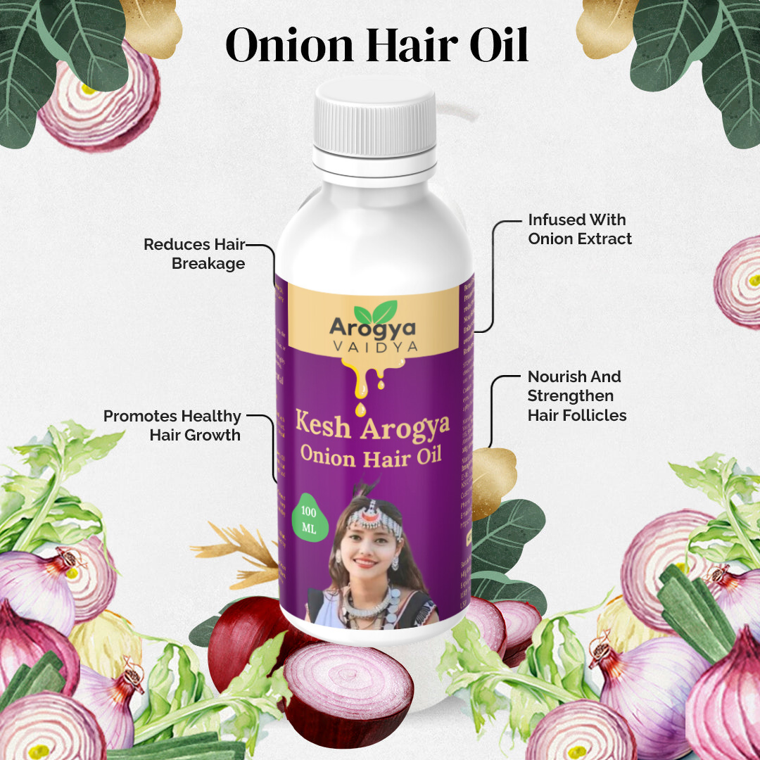 Arogya Vaidya Onion Hair Oil Buy1 Get1 Free| Enriched with Onion Oil & Fenugreek Extract | For Healthy Hair & Scalp Nourishment | 100 ML