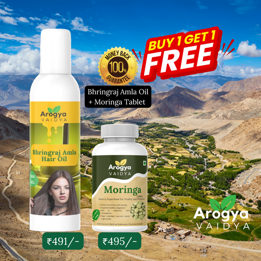 Bhringraj Amla Hair Oil+ Moringa Tablet Combo Pack