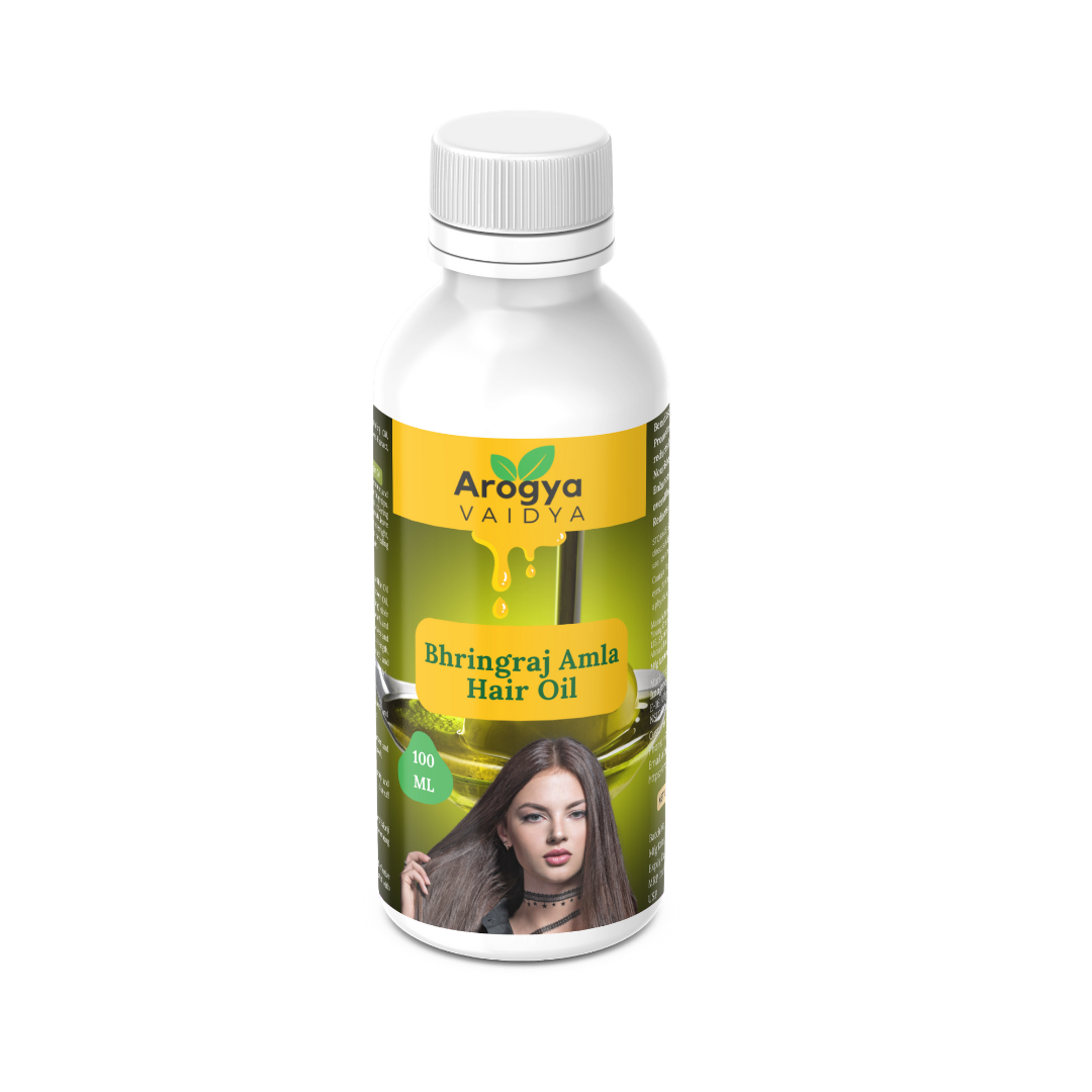 Arogya Vaidya Bhringraj Amla Hair Oil Buy1 Get1| Enriched with Amla Oil & Bhrigraj Extract | For Strong, Long & Thick Hair | 100 ML