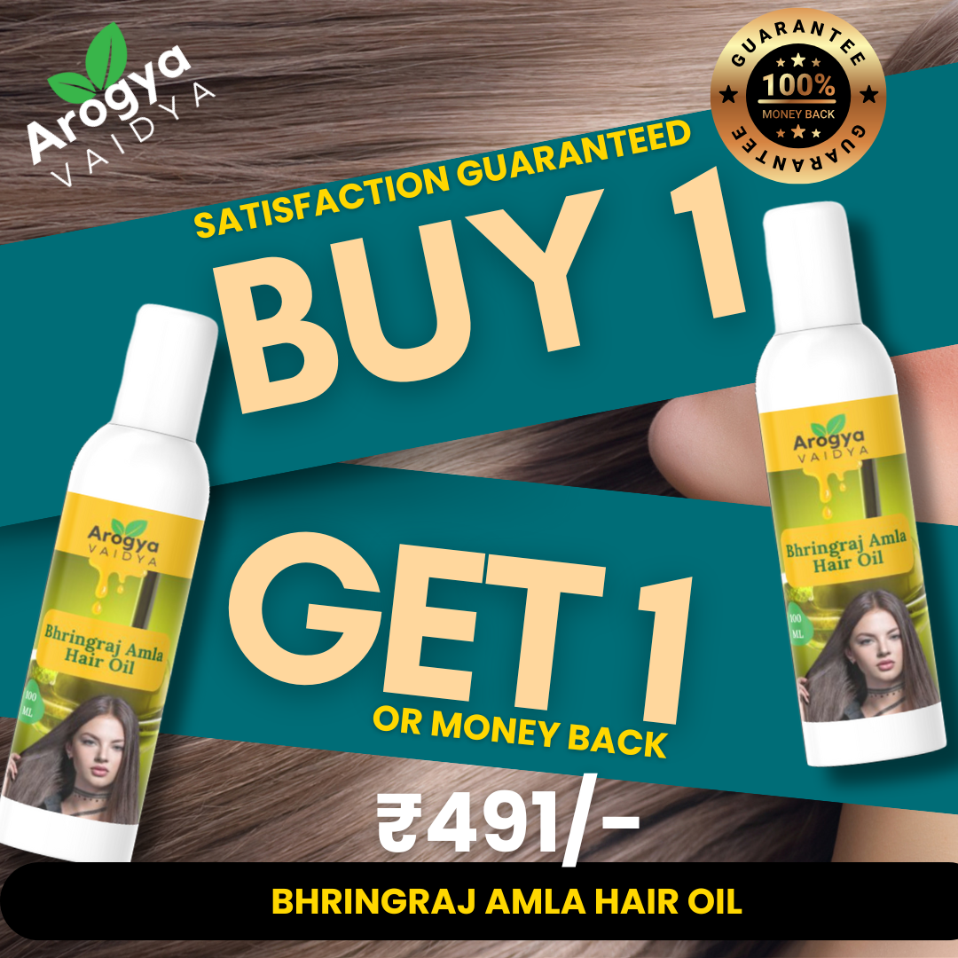 Arogya Vaidya Bhringraj Amla Hair Oil Buy1 Get1| Enriched with Amla Oil & Bhrigraj Extract | For Strong, Long & Thick Hair | 100 ML