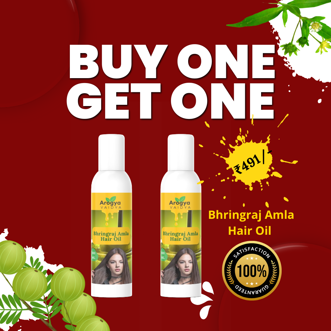 Arogya Vaidya Bhringraj Amla Hair Oil Buy1 Get1| Enriched with Amla Oil & Bhrigraj Extract | For Strong, Long & Thick Hair | 100 ML