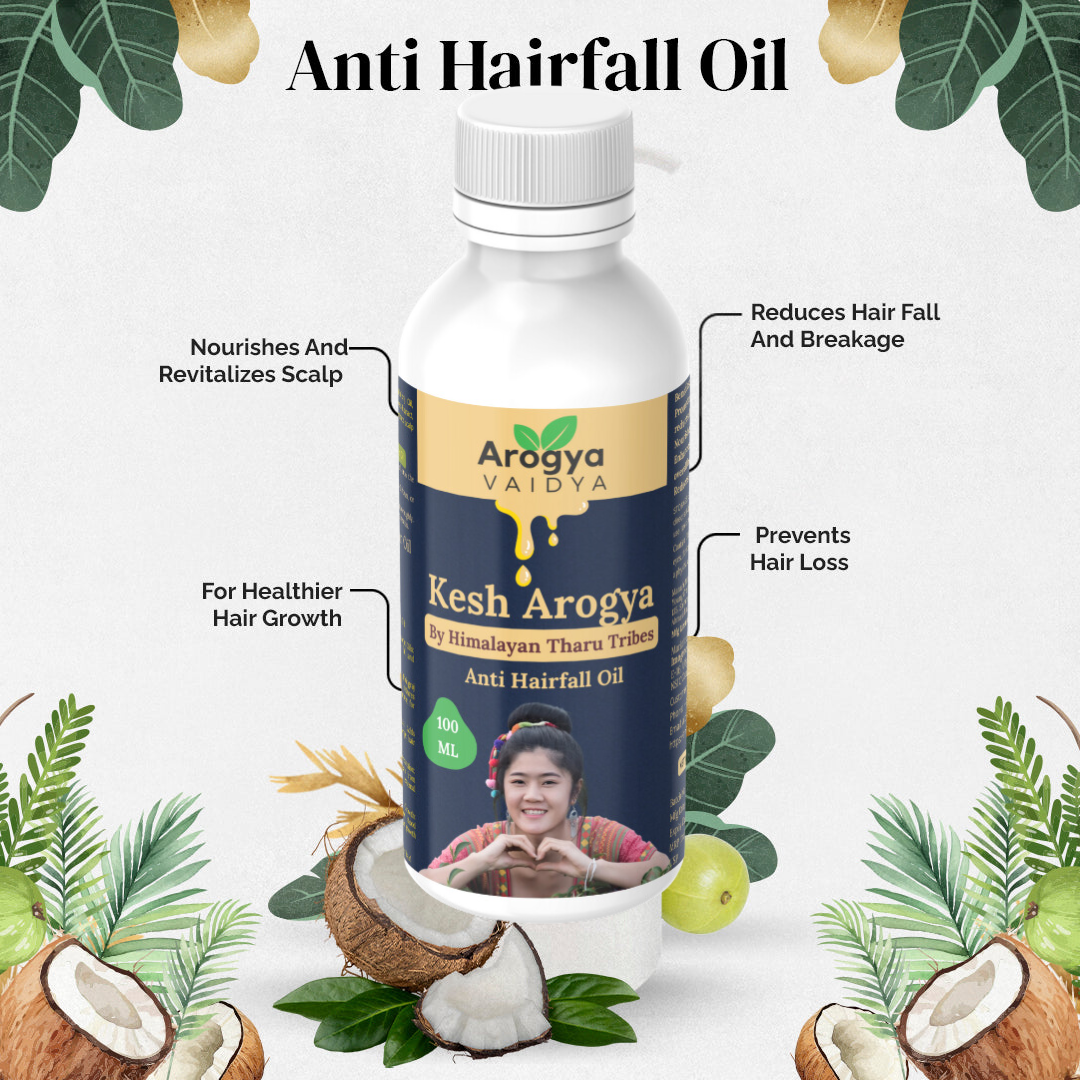 Arogya Vaidya Anti Hairfall Oil Buy1 Get1 Free| Enriched with Castor Oil & Shikakai Extract | Nourishes Scalp & Controls Hair Fall | 100 ML