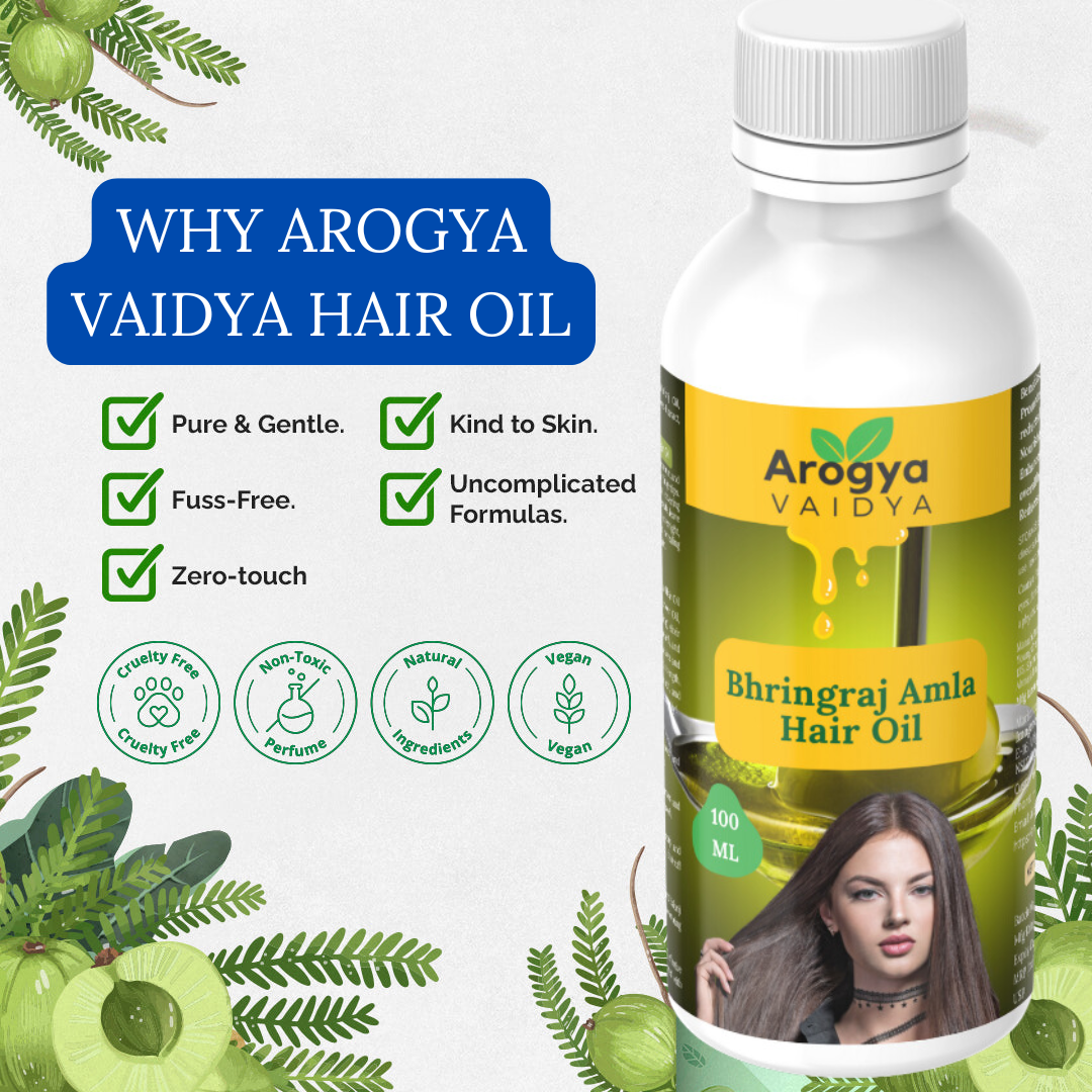 Arogya Vaidya Bhringraj Amla Hair Oil Buy1 Get1| Enriched with Amla Oil & Bhrigraj Extract | For Strong, Long & Thick Hair | 100 ML