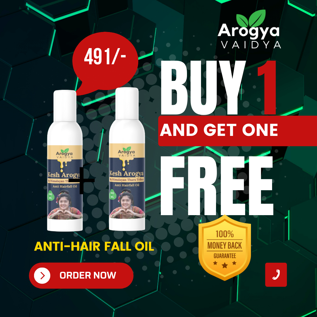 Arogya Vaidya Anti Hairfall Oil Buy1 Get1 Free| Enriched with Castor Oil & Shikakai Extract | Nourishes Scalp & Controls Hair Fall | 100 ML